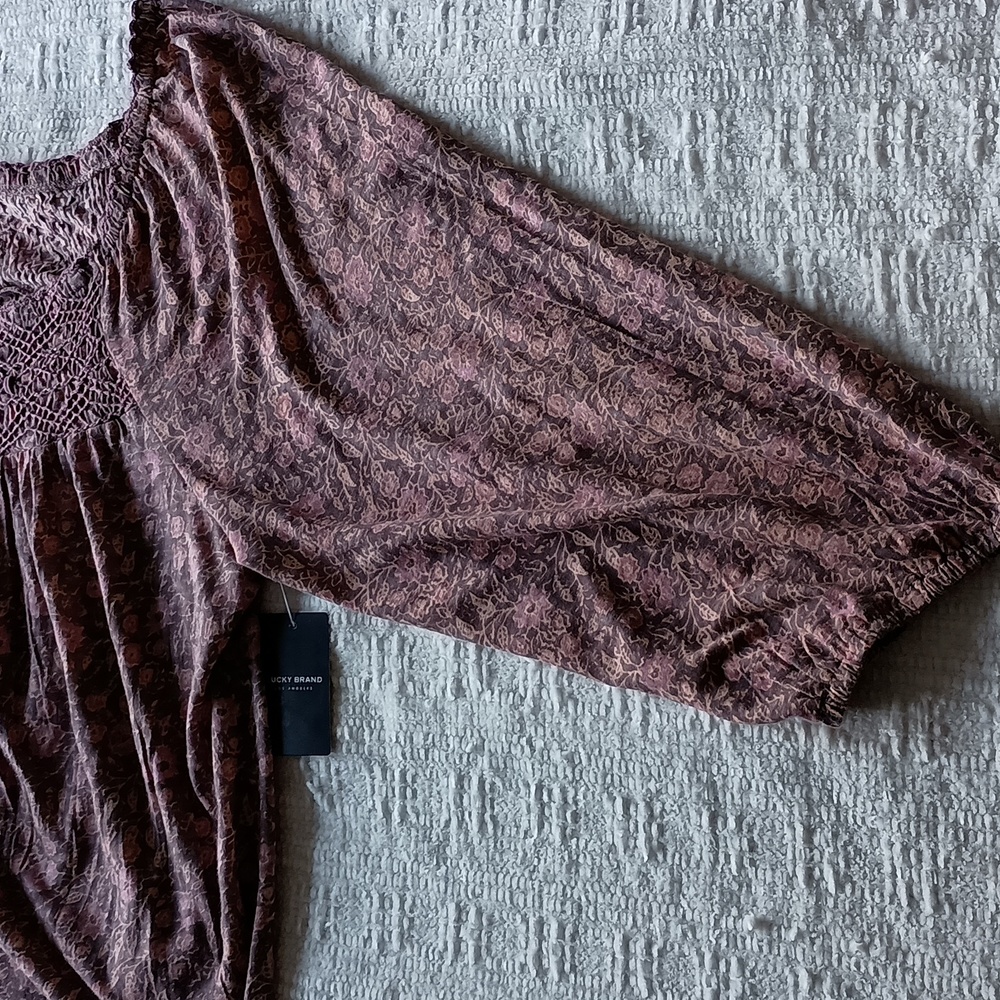 Lucky Brand Smocked Peasant Top XXL - Picture 4 of 6